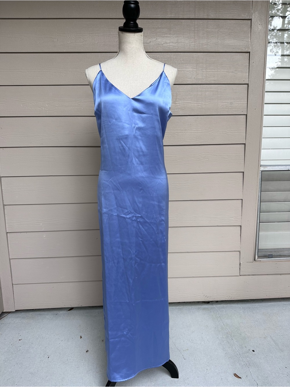 Marine Layer Women's Gabrielle Slip Maxi Satin Dress Periwinkle Size Large (A7) - Picture 2 of 10
